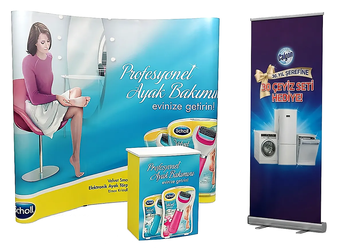 Roll up banner ve örümcek stand baskılı display sistemleri