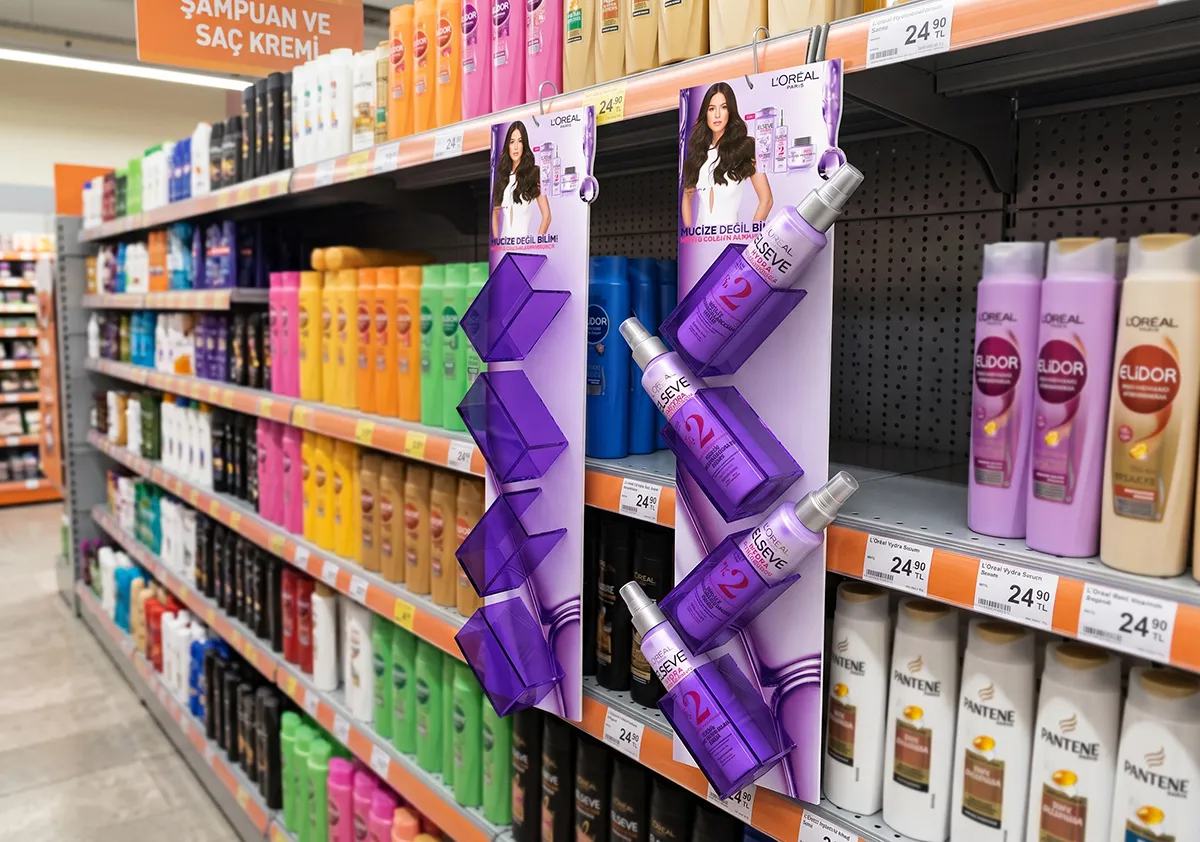 L’Oréal Elseve saç bakım ürünleri pleksi asalak stand