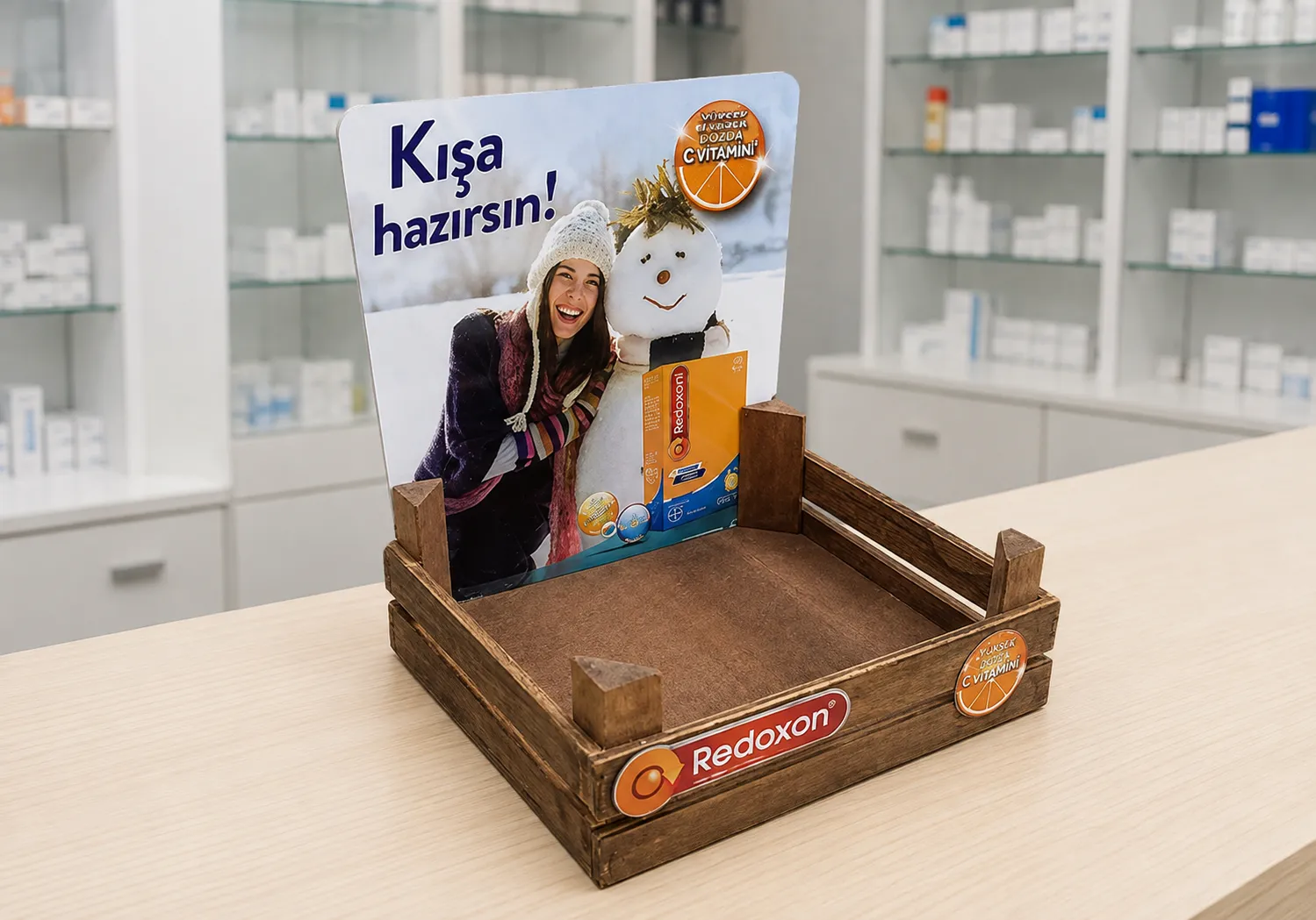 Redoxon Tezgâh Üstü Ahşap Stand