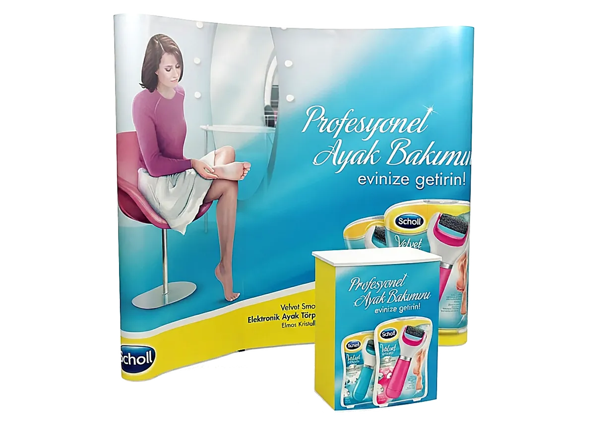 Geniş format baskılı örümcek stand