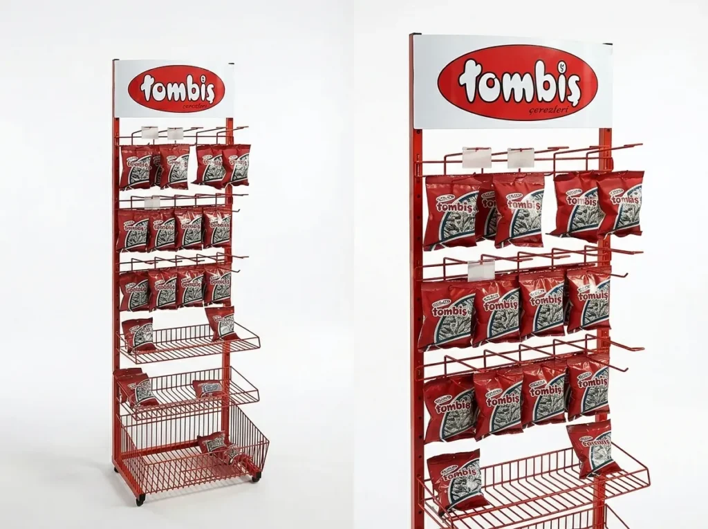 Metal Tel Kuruyemiş ve Atıştırmalık Teşhir Standı