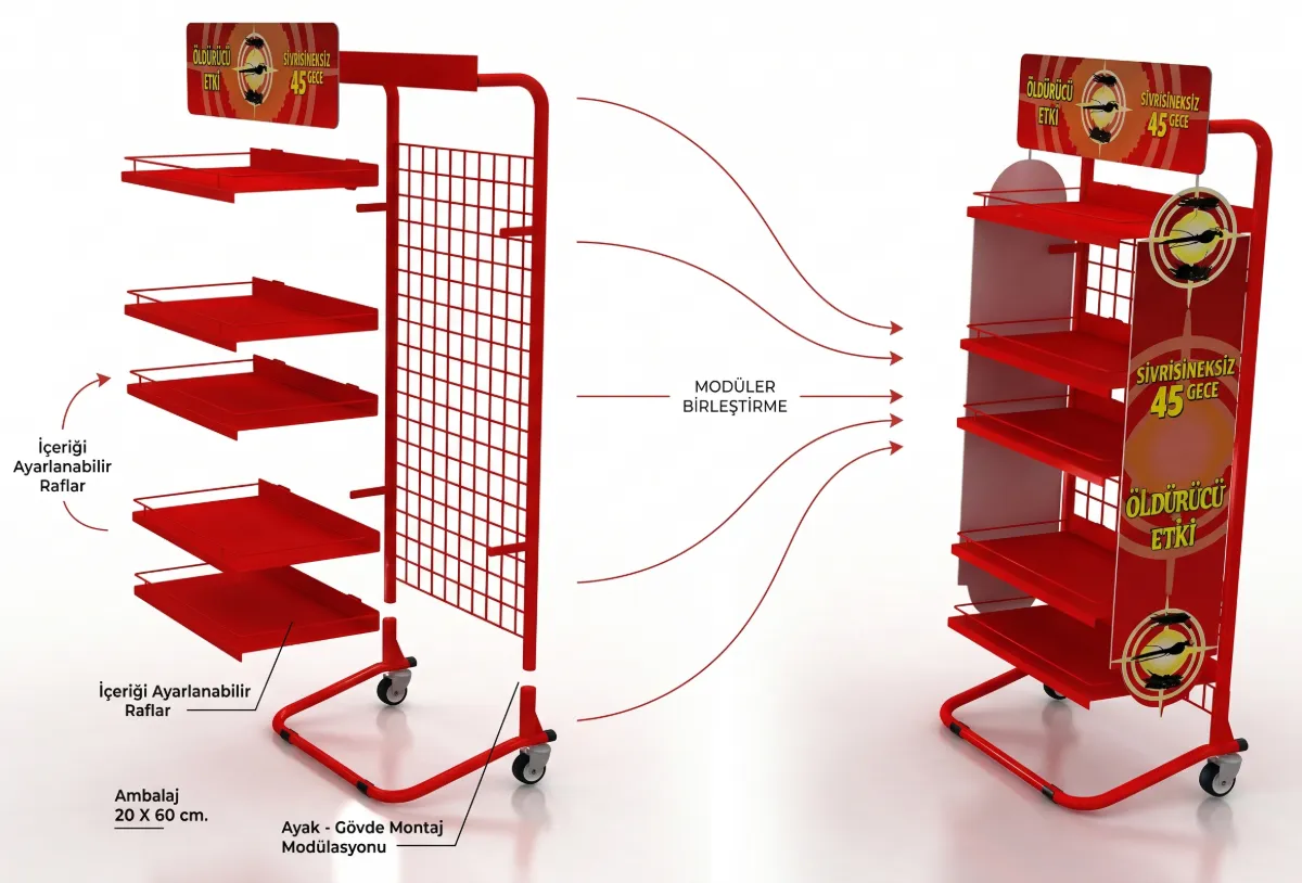Detan Demonte Metal Stand – Detan markası için özel tasarım teşhir standı