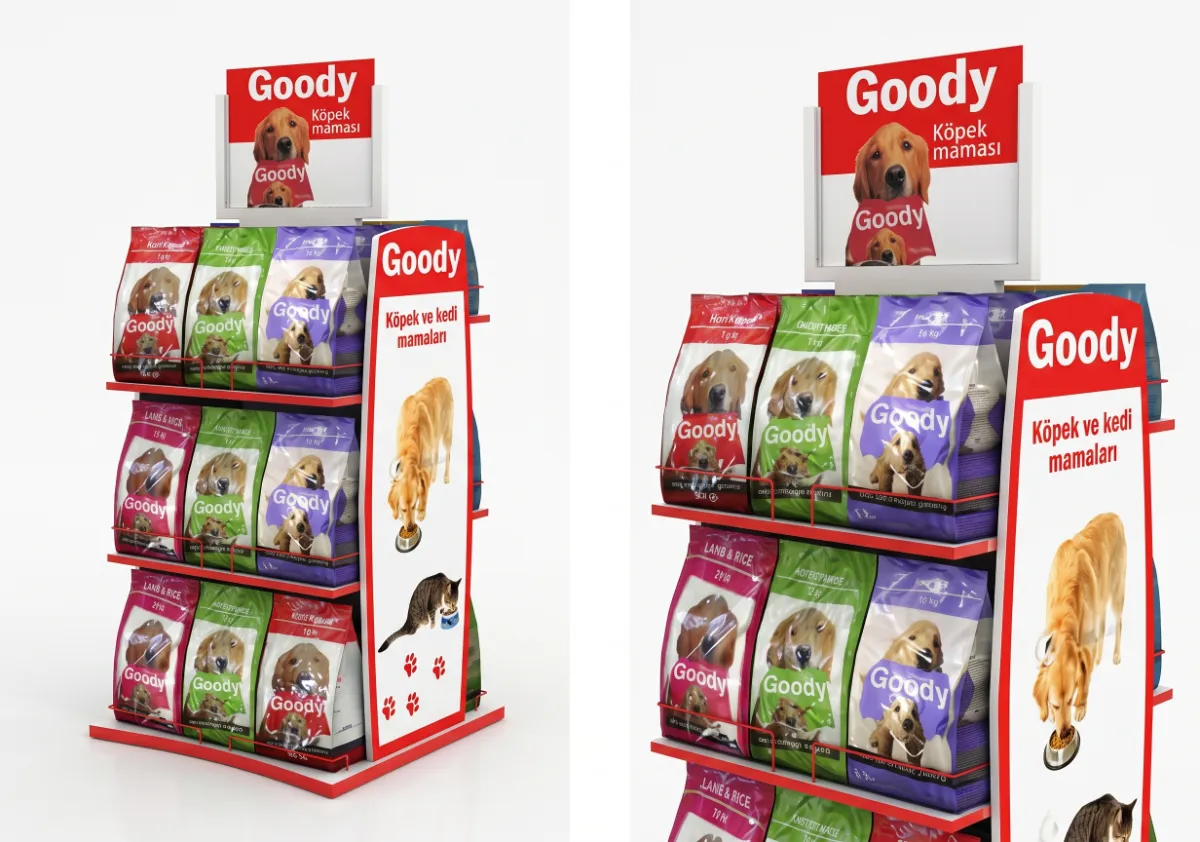 Goody ada tipi köpek standı – köpek bakım ve beslenme ürünleri teşhir ünitesi