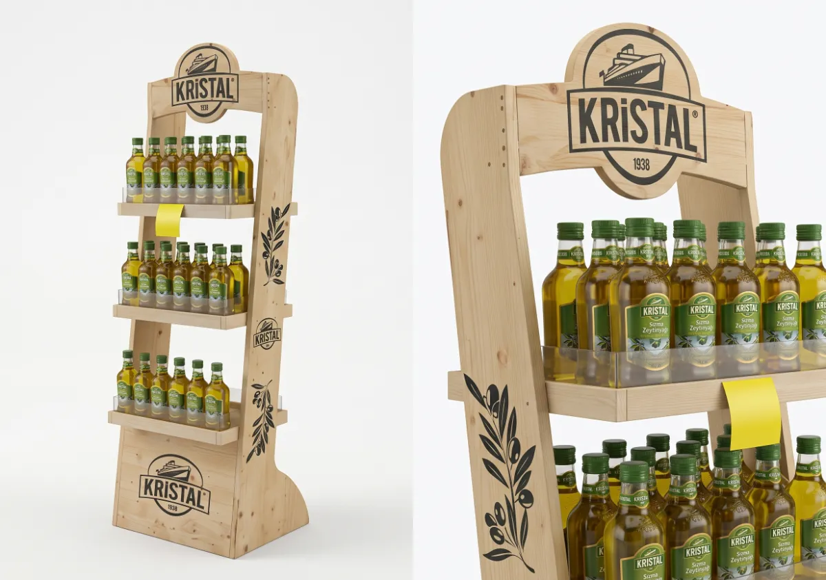 Kristal Ahşap Zeytinyağı Standı