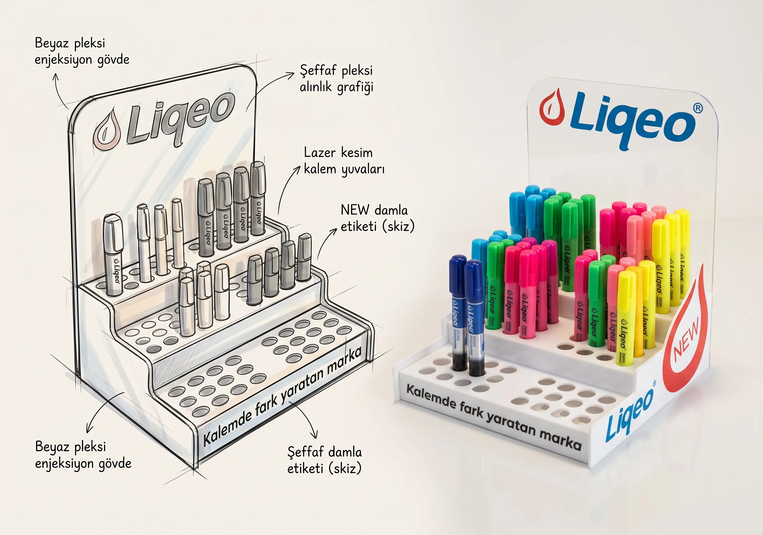 Liqeo Tezgâh Üzeri Keçeli Kalem Standı