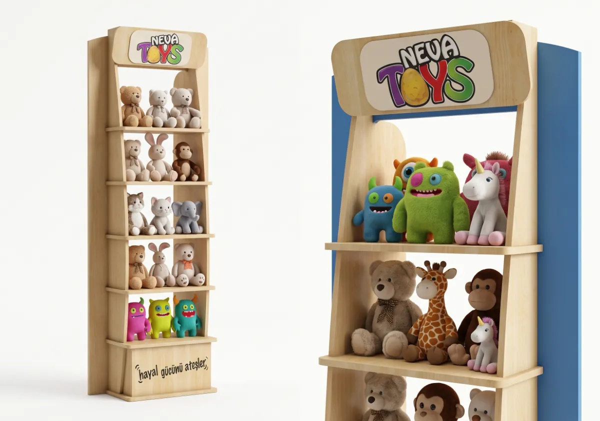 Neva Toys Oyuncak Standı – oyuncak ve çocuk aktivite ürünleri için özel satış noktası standı