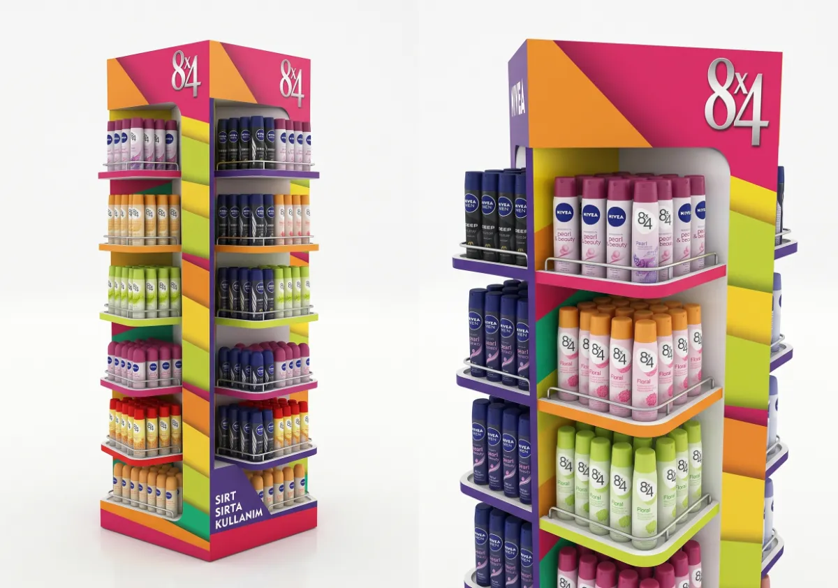Nivea Deodorant Standı – deodorant ve kişisel bakım ürünleri için özel satış noktası standı