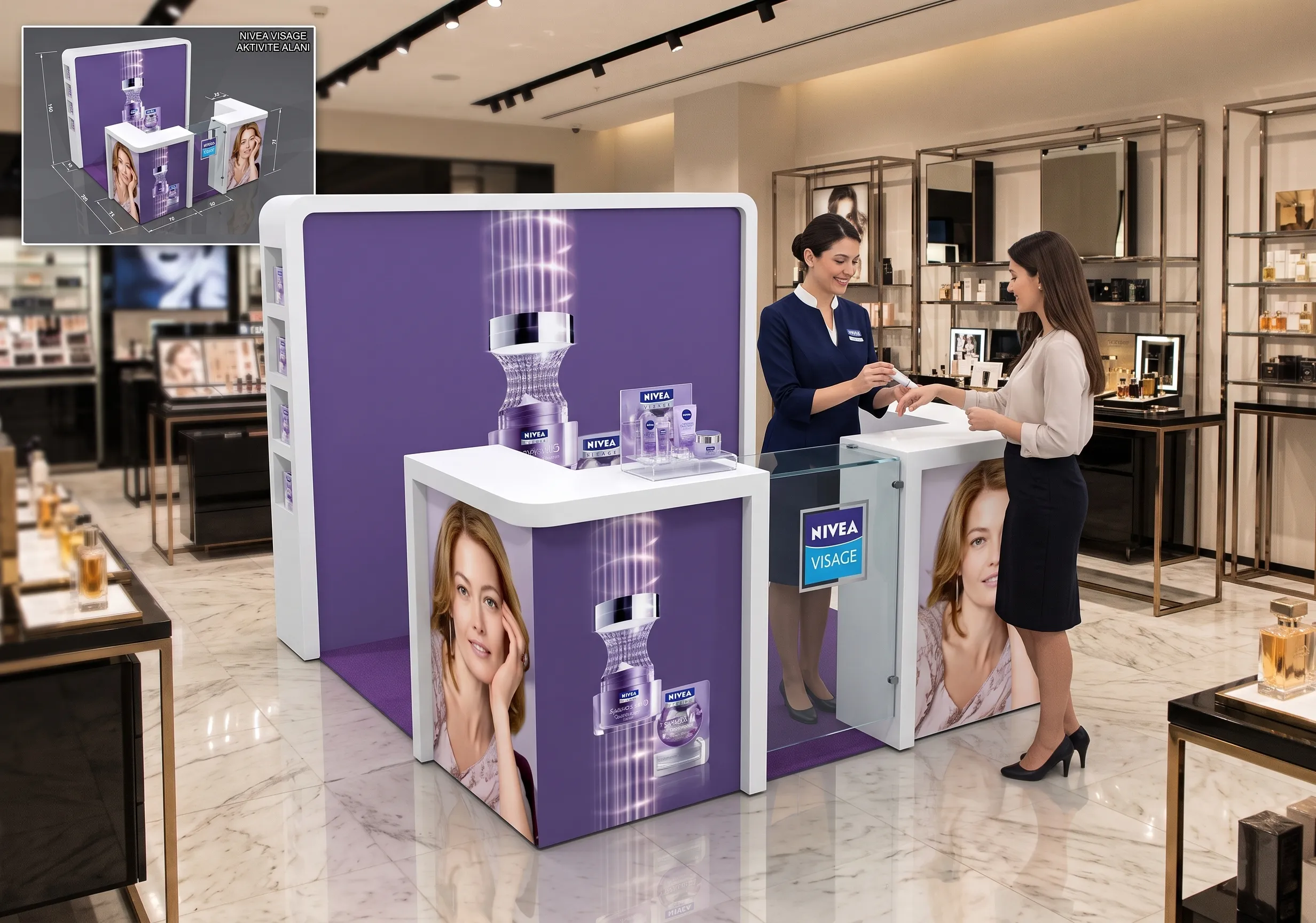 Nivea Visage cilt bakım ürünleri için mağaza içi aktivite standı